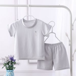 Baby Short Sleeve Suit For Kids Summer Suit Baby clothes 1-5Y Children Solid Color T-Shirt Set