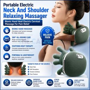Portable Electric Neck And Shoulder Relaxing Massager Bionic Hand Heat Electric Cervical Massage For Pain Relief