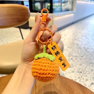 HamiDouRoll Handmade Fruit Flower Yarn Woven Keychain Car Cute Bag Pendant Hand Crocheted Gift 成品手工毛绒钩织品好事发生水果挂件手工编织毛线莓有烦恼包包钥匙扣小配饰生日小礼物