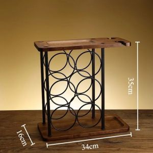 xpkQ Wooden Wine Rack Retro Large Capacity Wine Holder Ironwork Luxury Creativity Goblet Racks Living Room Multifunctional Barware Y5R7K