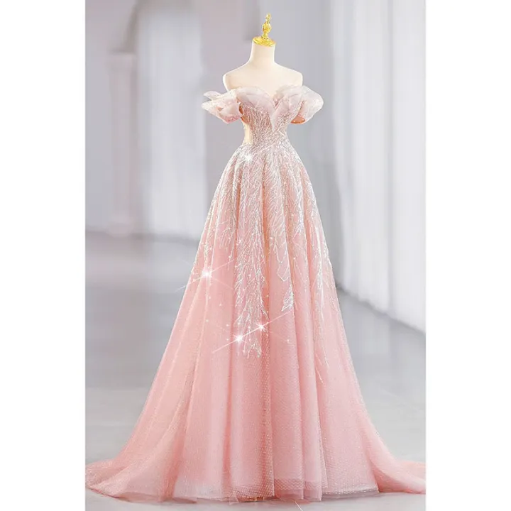 EAGLELY 2025 Fantasy Princess Pink Evening Dress Female High End - Main Image