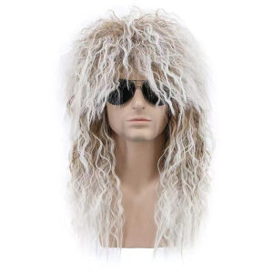 Wig long curly hair European American men rock fluffy long hair halloween cos masquerade wig