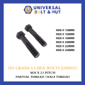 (M20) HT GRADE 8.8 HEX BOLTS (DIN931) (BLACK) HALF THREAD. 