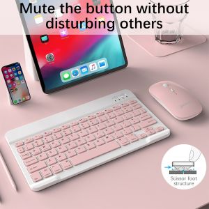 GOOJODOQ Wireless Bluetooth Keyboard + Mouse Combo USB Office Silent Click Laptop Nirkabel Bluetooth Mini Keyboard Kombinasi 9.7 Inch/10 Inch For iPad Samsung Xiaomi OPPO Vivo iPhone Windows
