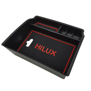 【SHIP IN 24 H】 Toyota Hilux Armrest Storage Box Organizer Accessories 2005-2022 Whit Logo
