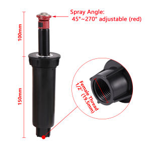 1/2" Female Thread Pop-up Sprinklers Garden Lawn Irrigation Scattering Sprinkler 360° 45°~270° Buried Automatic Lift Nozzle