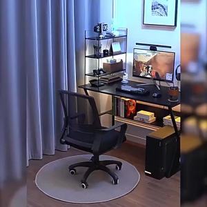 Desktop gaming desk home use with storage rack office desk and chair simple desk for bedroom study and writing.
