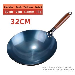 Full Seasoned Carbon Steel Wok Pan (Heavy duty) Fudong Wok Kawali 32cm 36cm 38cm