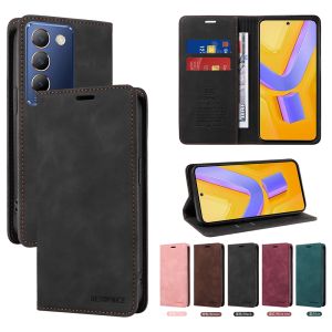 สำหรับ Vivo Y100 Y200 Y200E Y03 Y200i แฟชั่นฝาปิดแบบพับ Y17S Y18 Y18E Y28 Y27 Y38 Y36โทรศัพท์เคสแม่เหล็กช่องเสียบบัตรเคส