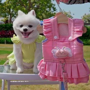 Pullable Denim Suspender Skirt Dog Clothes Cat Dress TeddyCorgi Cat Supplies Dog Clothes