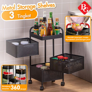 BG SPORT Metal Storage Rak Susun Troli Besi Serbaguna Tingkat Model Kotak