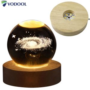 Kids Friendly LED Crystal Ball Night Light with 3D Engraved Pattern for Bedroom and Home Decor