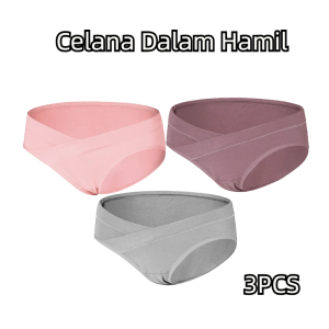 3PCS Celana Dalam Hamil Jumbo Bahan Katun Briefs Elastis Seamless Low Waist CD Maternity Panty 20020