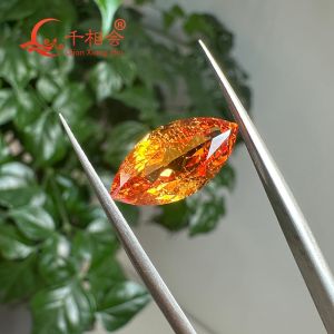 Lab Created Fanta Sapphire with Inclusions Marquise Shape Orange Synthetic Sapphire Loose Gemstones for Jewelry Making