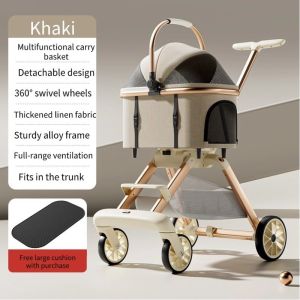 Pet Trolley Foldable Pet Stroller Removable Basket Strong Structure Outdoor Travel Dog Cat Carrier