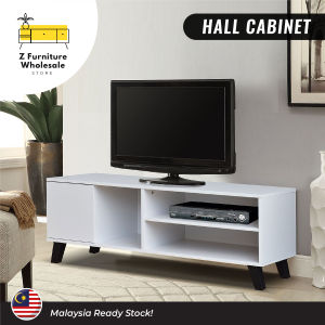 READY STOCK! Modern Design TV Cabinet Living Room TV Stand With Cabinets(4 Feet)| Kabinet Tv 4 Kaki Almari Tv | 4尺北歐純白色客厅收纳电视柜 | 120 X 39.5 X 44.5cm | White or Walnut Options