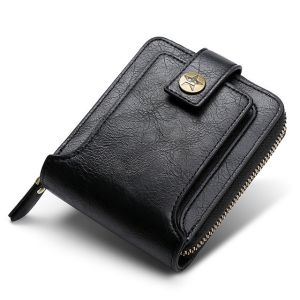 SKY E-COMMERCE CO.Ltd COD Retro Mens Wallet PU Leather Short Wallet Mens Buckle Zipper Wallet Mini Wallet