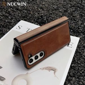 For Samsung Z Fold 5 6 7 Leather Case Pure Color 3 in 1 Hinge Protection Shockproof Cover for Samsung Galaxy Z Fold 4 5 6 7