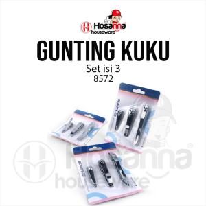 Gunting Kuku Set isi 3 / Nail Clipper 8572 Bentuk Miring & Datar