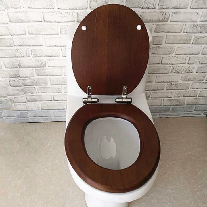 Bathroom SlowClose Toilet Seats Cover Ordinary Buffer Toilet Seats Lid Solid Wood O Shaped Type