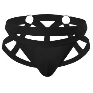 Mens Jockstrap : Double Cross with Metal Ring Underwear (Clever Menmode CMF492)