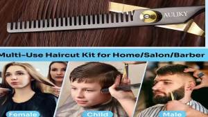 AULikY Hair Cutting Scissors Shears Kits 15 Pcs Professional Stainless Steel Hairdressing Shears Set Thinning Scissors for Barber/Salon/Home/Men/Women/Kids/Adults