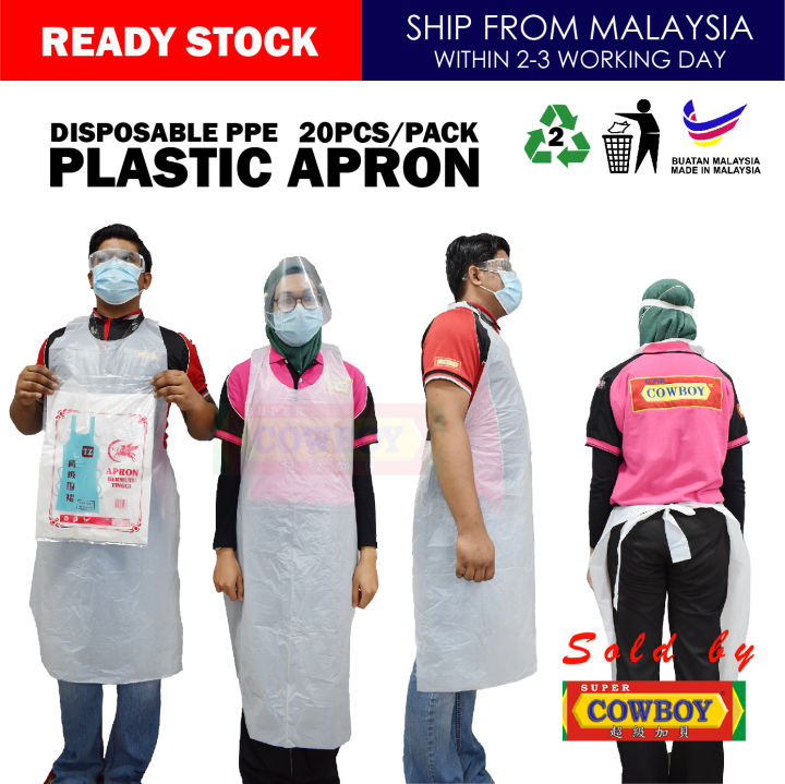 Disposable Ppe Plastic Aprons Plastik Apron Pakai Buang Plastic Apron