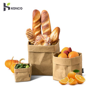 Konco กระเป๋าที่จัดเก็บในตู้เย็นกระดาษ คราฟท์หนากันน้ำกันไขมันอาหาร บรรจุภัณฑ์ ผลไม้ ที่เก็บขนมปังผักกล่อง กระดาษ 1 รายการ