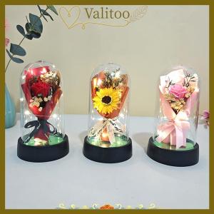 [Valitoo] 1 Set Eternal Rose Light Soap Flower In Acrylic Cover LED Valentine Day Gift For Girlfriend Mothers Day Wedding Bridesmaid Gift