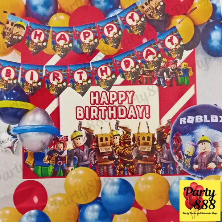 Roblox party decoration set for boys Happy Birthday poster and balloon ...