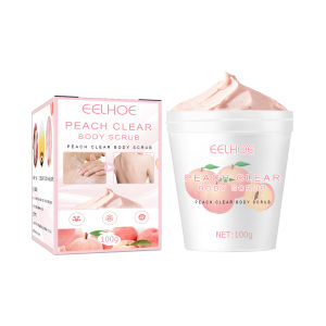 Eelhoe Fragrance Honey Peach Clear Body Scrub Moisturizing Brightening Skin Tone Body Lotion Shrink Pores Treatment Acne Exfoliating Hydrating Scrub Cream Mud Softening Chicken Skin Whitening Body Scrub Cream（100g）