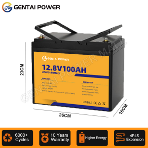 GENTAI 12V 100AH LiFePO4 Battery Lithium Battery Solar Battery Built-in JBD BMS 10000+ Deep Cycles