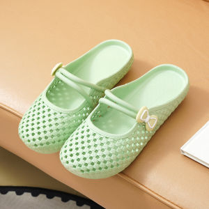 [Free Shipping] WomenS Summer Slip-On Sandals With Internal Height Increase Perforated Fishnet Weave Breathable And Cool