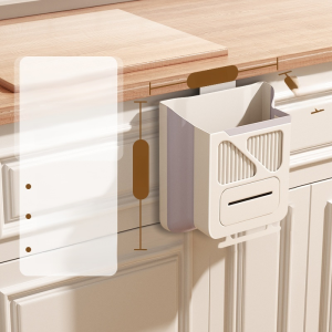 Kitchen Hanging Folding Trash Can Space-saving Solution Portable Easy Install Multi-functional Ashcan Kitchen Essentials