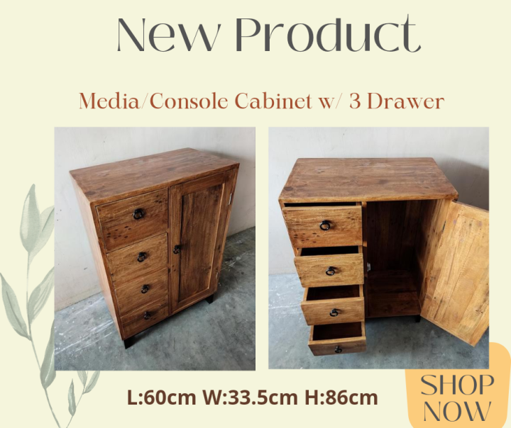 Solid Wood 4 Drawer Side Cabinet/Console Table | Lazada PH
