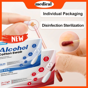 50pcs Disposable Medical Iodine Cotton Stick Disinfected Cotton Swab Povidone Disinfecting Solution Bud Climbing First Aid