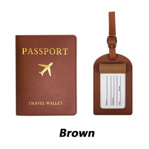 Leather Passport Tag Tempat Paspor Sederhana Yang Dipersonalisasi dan Label Bagasi Set Perjalanan Kulit Penutup Paspor Pasangan