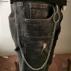 [COD] kunzhan 1 2 3 Layer Long Metal Belt Chain Rock Punk Hook Trousers Pant Waist Link Metal Wallet Chain Keychain Ring Clip Keyring HipHop Jewelry
