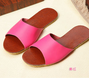 CoupleS Summer Slippers For Men And Women Indoor Non-Slip Floor Home Fur Slippers Genuine Leather Home Shoes