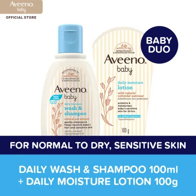 Aveeno Baby Daily Wash & Shampoo 100ml + Daily Moisture Lotion 100g