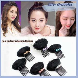 Ditur Rhinestone Invisible Fluffy Sponge Hair Clip Front Hair Line Volume Base Puff Cushion Hair Bun Hair Styling Hair Hairpin