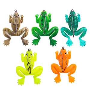 4Pcs Fish Lures Soft Artificial Frogs Fishing Trouts Fishing Lures Double Propellers Colorful Large Feet Swimbaits Set
