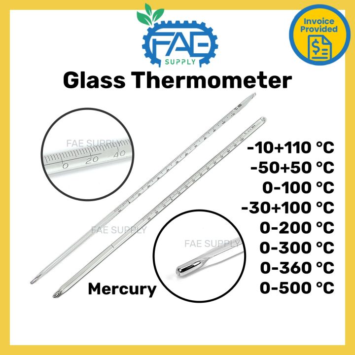 Glass thermometer 0-100 degree Celsius Mercury School Experiment Laboratory / 试验温度计 / Termometer Suhu Lab Experiment