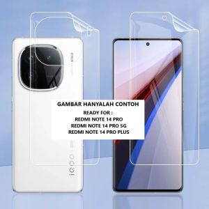 2in1 HYDROGEL FULLSET CLEAR REDMI NOTE 14 4G NOTE 14 5G NOTE 14 PRO NOTE 14 PRO 5G NOTE 14 PRO PLUS ANTI GORES BENING PLASTIK BAGIAN DEPAN LAYAR DAN BELAKANG