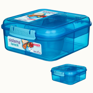 SISTEMA Bento Style Plastic Lunch Cube Box With Yogurt Pot
