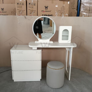 (Free Installation) Wfurniture Creamy Dressing Table/Meja Solek/Makeup Table with Mirror 奶油风梳妆台