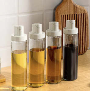 4X 500ml Gravity oil Pot Household Kitchen Glass Automatic Opening and Closing Household Leak-proof Soy Sauce Vinegar Seasoning Bottle Oil