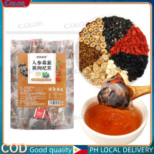 Ginseng Mulberry Black Goji Berry Tea Seven Treasure Tea for Men Seven Treasure Strengthening Tea Triangular Bag Health Tea Healthy Organic Men’s Gas Stations and Women’s Beauty Salons Kidney Tea Bags Suitable for Both Men and Women