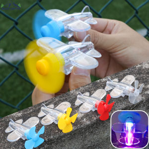 LED Light Airplane Car Ornaments Mini Luminous Creative Helmet Bike Reflector Decors Motorcycle Wind Powered Rotating Toy Small Aircraft Decoration