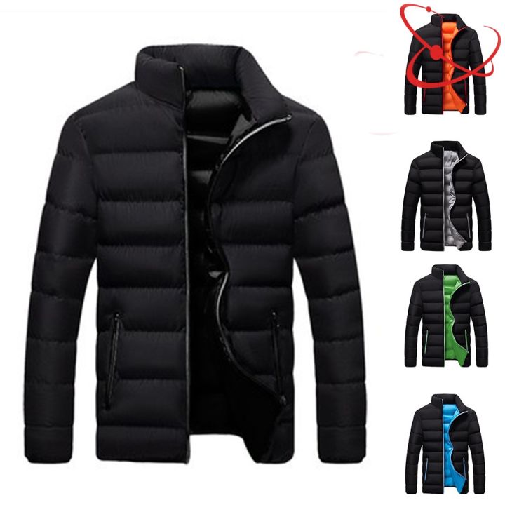 New Men's Parka Warm Jacket Corduroy Patchwork Stand Collar Thick Thermal Windbreaker Padded Coat Plus Size